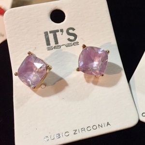 Cubic Zirconia LAVENDER Stone Post Earrings